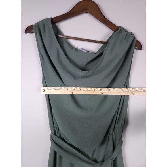 ZARA Sage Green Cowl Neck Wide Leg Jumpsuit with Belt – Size M - Picture 5 of 13
